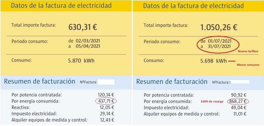 Foto de Factura antes y después del 